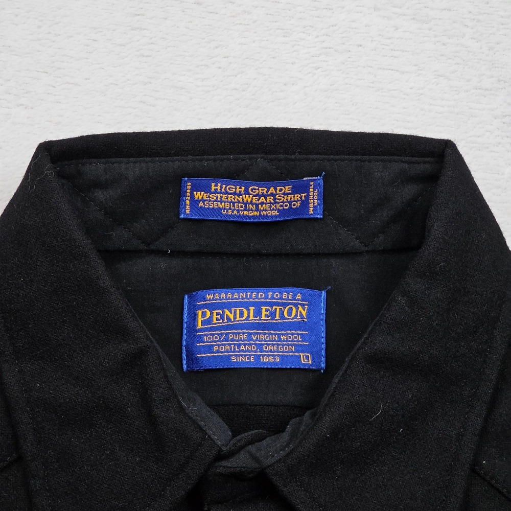 NWOT Pendleton Western Shirt Mens L Black Wool Pearl Snap High Grade Cowboy - Picture 4 of 9